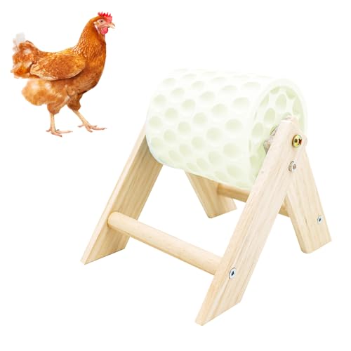 Chicken Coop Accessories, Beak Grinding Calcium Stone with Wooden Stand, Chicken Enrichment Toys, Toys for Hens, Ducks, Geese, Turkeys, Poultry, White - color: White