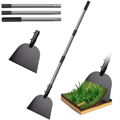 Walensee Flat Shovel, Heavy Duty Floor Scraper Long Handle for Weeding, Moss Removal, Lawn Edging & Outdoor Cleaning, Metal Garden Cleaning Shovel Scraper for Patio, Driveway, Sidewalk, Yard