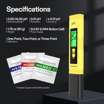 VIVOSUN Digital pH Meter and Digital Thermometer and Hygrometer with 3 Remote Sensors, Indoor Outdoor Temperature and Humidity Monitor