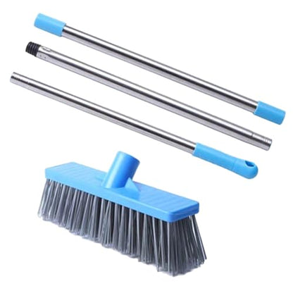 Long Handle Stiff Bristle Floor Scrub Brush Cleaning Broom for Indoor Outdoor Use for Bathroom Kitchen and Deck Surfaces with Convenient Hanging