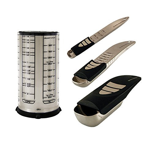 KitchenArt Baker’s Pro Adjust-A-Measure Set, 4-Piece, Satin | Adjustable Teaspoon, Tablespoon, 1/2 Cup Scoop & 2 Cup | All The Essentials For Baking & Cooking | Kitchen Gadgets & Gifts - size: 4-Piece Set