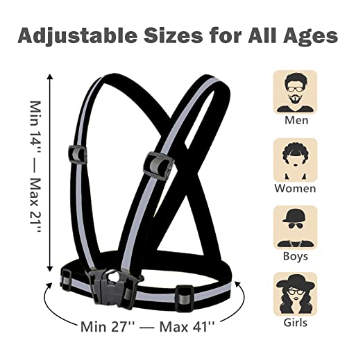 Reflective Vest, High Visibility Safety Vest Straps Reflective Gear for Night Running Walking Cycling for Men Women Kids - color: 2 Black