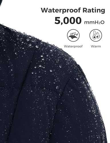 ZSHOW Women's Warm Hooded Winter Coat Waterproof Quilted Puffer Jacket Long Windproof Parka - color: Navy, size: 3X-Large Plus