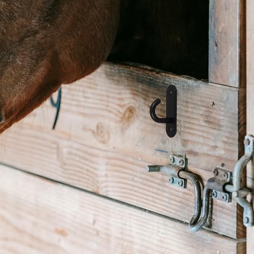 4pcs Compact Dark Stable Feeding Bucket Hangers Wall-Mounted Livestock Bucket Hooks for Horse Stalls and Farm Barn Accessories