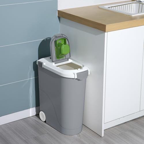 Ashfield & Harkness: Airtight Pet Food Storage Container - 30lbs/36 Qt, Grey - Lightweight Bin, Measuring Scoop, Snap Latch, Dogs-Cats-Animal Supplies - color: Grey, size: 30 lbs