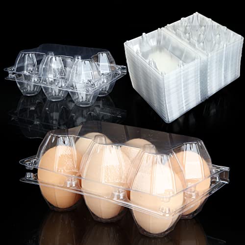100PCS Egg Cartons Cheap Bulk, Each Holds Half Dozen Eggs (6 Eggs), Plastic Chicken Egg Tray Holder for Family Pasture Farm Market