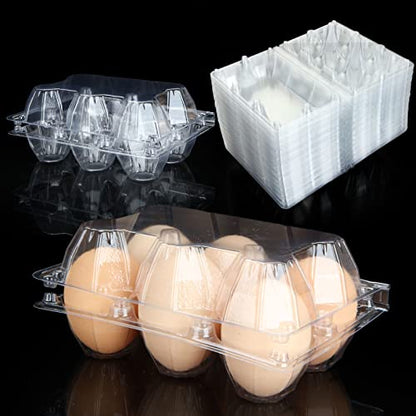 100PCS Egg Cartons Cheap Bulk, Each Holds Half Dozen Eggs (6 Eggs), Plastic Chicken Egg Tray Holder for Family Pasture Farm Market