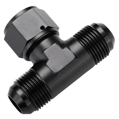 12AN Male Flare Tee T Fitting Adapter with AN12 Female Swivel On Side Aluminum Black - size: 12AN