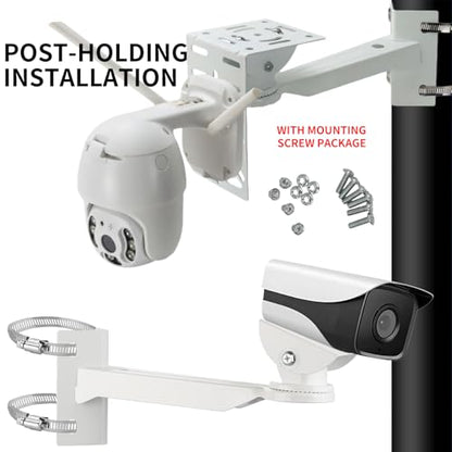L-Shape Dome Camera Bracket, Wall Ceiling Mount for Security Dome Cameras, Wall Mount,Corner (Vertical Pole Bracket+Hoop 7.8 in )