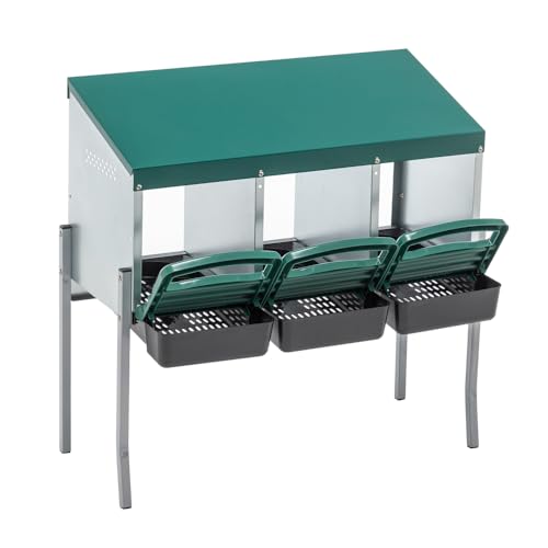 Green Chicken Nesting Box for Laying Eggs – Roll Away Poultry Nest, Durable & Easy-Clean Hen Egg Box for Coops, Secure & Comfortable (3-Hole with Legs,Green) - color: 3-Hole With Legs,Green