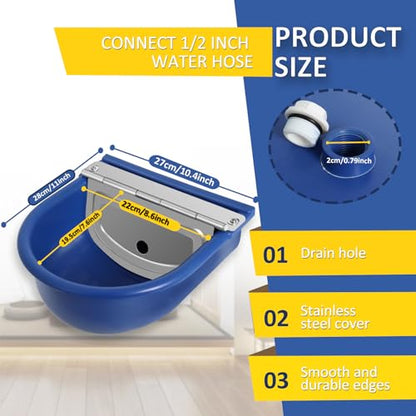 Automatic Water Dispenser for Dogs, Plastic Automatic Dog Waterer Livestock Water Bowl Goat Waterer with 39 inch Water Hose for Horse Water Trough