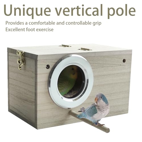 Parakeet Nesting Box Bird Nest Breeding Box with Perch | 7.87 X 4.72 X 4.72 inch Parrot Mating Box Wood Bird House Aviary for cage (S Horizontal Wood) - style: S Horizontal Wood
