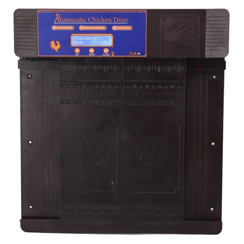 CHICIRIS Automatic Chicken Coop Door Opener, Intelligent Double Open with Timer LED Display Solar Powered, with Anti Pinch Function and Low Battery Alert, for Chickens Ducks Geese (Dark Brown) - color: Dark Brown
