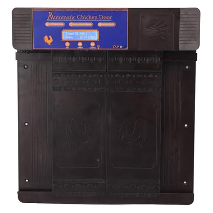 CHICIRIS Automatic Chicken Coop Door Opener, Intelligent Double Open with Timer LED Display Solar Powered, with Anti Pinch Function and Low Battery Alert, for Chickens Ducks Geese (Dark Brown) - color: Dark Brown