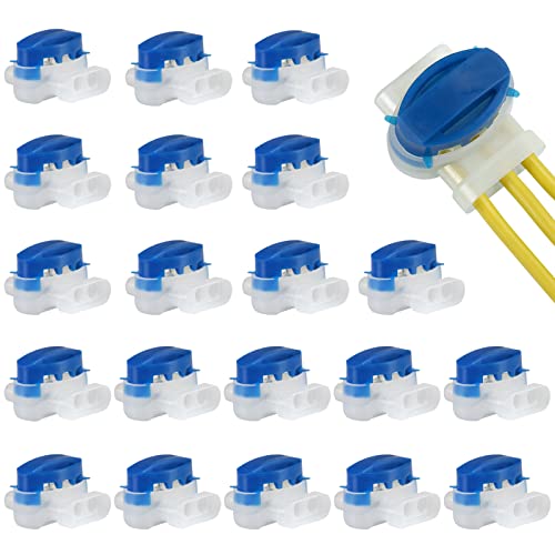 GWHOLE 20pcs 3-Way Waterproof Wire Connectors, Self-Stripping Electrical IDC 314-BOX Connectors Outdoor Quick Splice & Repair for 22-14AWG Cables, Robotic Lawn Mower, Irrigation, Landscape Lighting - color: 20PCS
