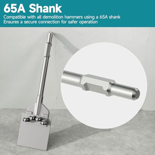 65A Shank 6 Inch Wide Floor Scraper Chisel Bit - 24" Long Alloy Steel Jack Hammer Drill Bit Blade Scraper, Spring-loaded Bolt Reinforcement, Removal Tools for Tile Thinset Hardwood Adhesive - style: 65A Shank (Spring-loaded Bolt Reinforcement)
