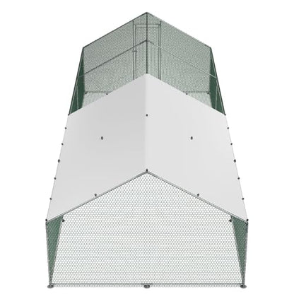 VEVOR Large Metal Chicken Coop with Run, 9.8x26.5x6.5 ft Walk-in Chicken Runs for Yard with Cover, Spire Roof Hen House with Security Lock for Outdoor and Backyard, Farm, Duck Rabbit Cage Poultry Pen - size: 314.9"L x 118.1"W x 78.7"H