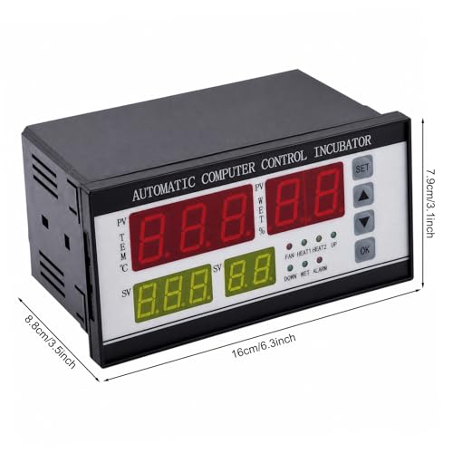 Multifunctional Automatic Incubator Thermostat Temperature Humidity Controller for Eggs Black