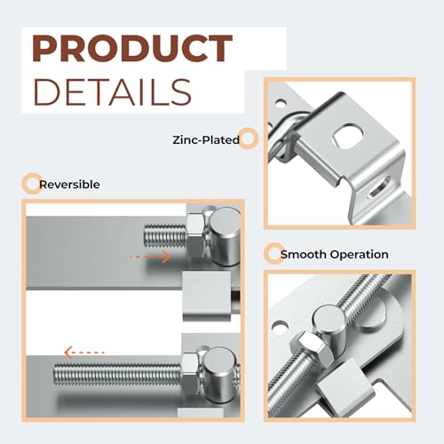 Barn Door Jamb Latch, Zink-Plated Barn Sliding Door Hardware Lock Latches with Hook for Bi-Parting Doors, Secure Farm Sliding Gates from Side, 7"