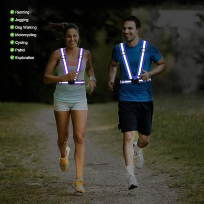 Reflective Vest Running Gear, 2Pack High Visible Safety VES for Cycling Jogging Running Walking, Adjustable for Men Women - color: Blue+Purple