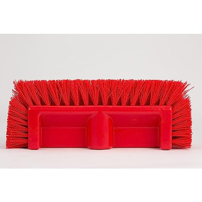 SPARTA Multi-Level Tile Scrub Brush 12" Wide Brush Head, Heavy-Duty Tile Cleaning Brush with End Bristles for Commercial Tiles, Tubs and Floor, Plastic, 12 Inches, Red - color: Red