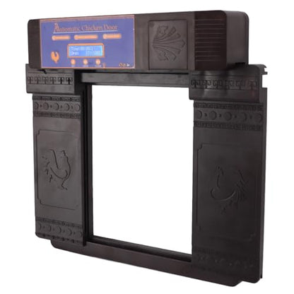 CHICIRIS Automatic Chicken Coop Door Opener, Intelligent Double Open with Timer LED Display Solar Powered, with Anti Pinch Function and Low Battery Alert, for Chickens Ducks Geese (Dark Brown) - color: Dark Brown