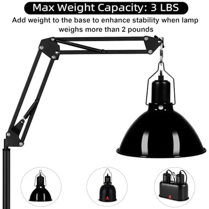 DXOPHIEX Heat Lamp Stand Reptile Light Stand with 360° Swing Arm, Height Adjustable (15.7 inch to 74.3 inch) Heat Lamp Holder for Bearded Dragon, Turtles, Snake and Lizard Terrarium