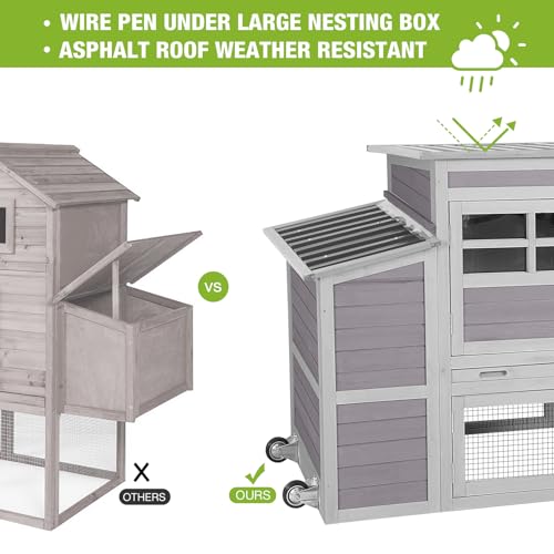 Gutinneen Chicken Coop Large Chicken House with Run Wooden Poultry Cage with Nesting Box,Large Opening Roof