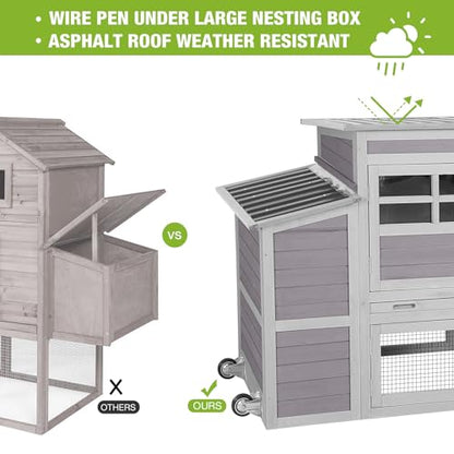 Gutinneen Chicken Coop Large Chicken House with Run Wooden Poultry Cage with Nesting Box,Large Opening Roof