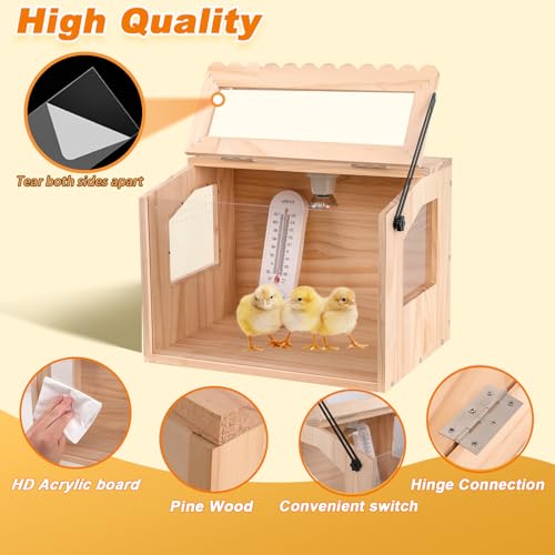 Chick Brooder Box, Brooder Box for Chicks, Pine,Quail Cage, Duck Brooder, Quail Cages, Ideal for Chicks, Ducks, Quails, Hamsters and Lizards,16" L x 12" W x 12" H (Without Washable Mat)