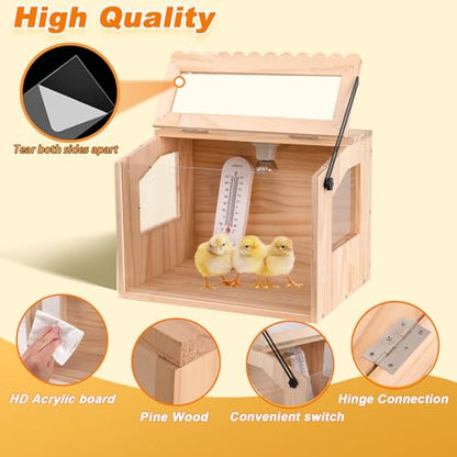 Chick Brooder Box, Brooder Box for Chicks, Pine,Quail Cage, Duck Brooder, Quail Cages, Ideal for Chicks, Ducks, Quails, Hamsters and Lizards,16" L x 12" W x 12" H (Without Washable Mat)