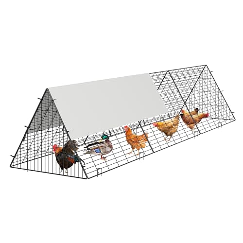 Garvee Metal Chicken Tunnel with Cover & Corner Frames, Chicken Run for Yard, Easy to Setup, Outdoor Backyard Farm, Portable Chicken Coop for Hens, Ducks, Rabbits - size: Straight Line Frame