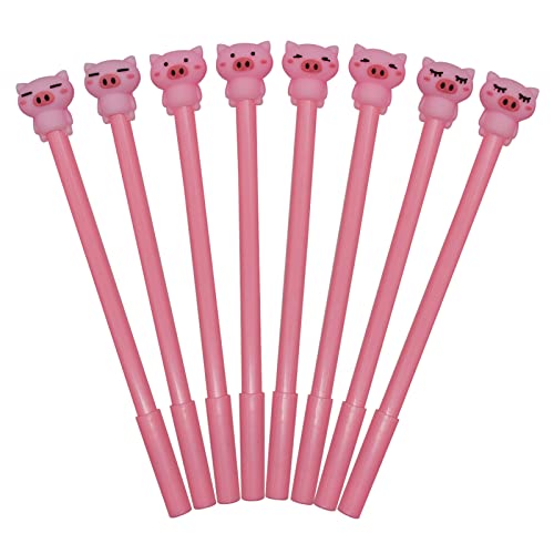 Maydahui 12 PCS Pink Pig Gel Pen Cute Piggy Pens Novelty Animal Pen Facial Expressions Black Ink for School Office Students Supplies