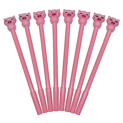 Maydahui 12 PCS Pink Pig Gel Pen Cute Piggy Pens Novelty Animal Pen Facial Expressions Black Ink for School Office Students Supplies