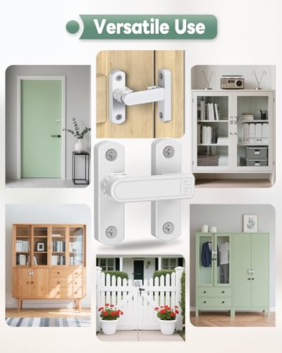 Adjustable Barn Door Locks, 90/180 Degree Sliding Door Latch, Protect Home Security Gate Latch for Bedroom, Barn, Cabinet, Garden, Fence (White-2 Pcs) - color: White-2 Pcs