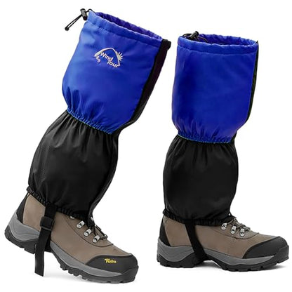 Winter Snow Gaiters for Hiking - Waterproof Ankle Covers for Snow Trekking, Skiing - Universal Fit Men Women - color: Blue fleece