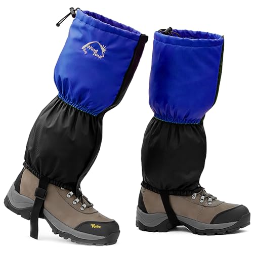 Winter Snow Gaiters for Hiking - Waterproof Ankle Covers for Snow Trekking, Skiing - Universal Fit Men Women - color: Blue fleece