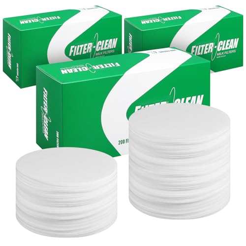 Hahafelt 600 Pack Milk Filter Discs Quick Flow Non-gauze Small 4-9/16" Od Replacement Filters Disks for Raw Milk Strainer 200 Discs Per Box