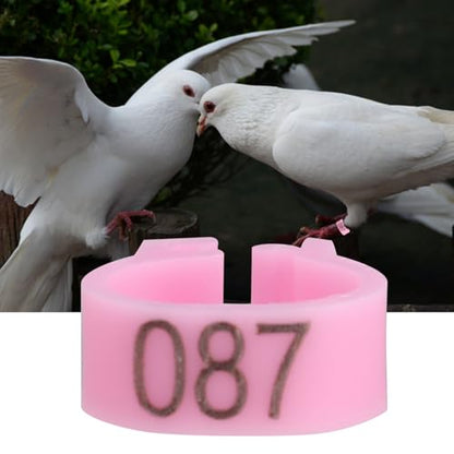 100PCS 8MM 001-100 Numbered Plastic Letter Pigeon Bird Leg Bands Rings, Bird Chicks Parrot Clip Rings Band (Pink) - color: Pink