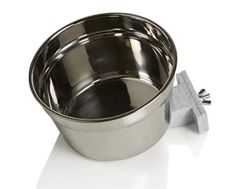 Lixit® Stainless Steel Kennel Food or Water Bowl - Non Spill Hanging Removable Crate Bowls - Carrier Cage Dish for Dogs or Cats for Feeding and Drinking (Stainless Steel, 40 Ounce (Pack of 2)) - size: 40 oz (Pack of 2)