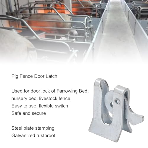 5 Sets Pig Fence Gate Latch,Heavy Duty Galvanized Steel Plate Farm Gate Door Buckle Secure Locking Mechanism for Farrowing Bed Pig Enclosure (Wall Thickness 3.5mm)