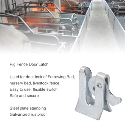 5 Sets Pig Fence Gate Latch,Heavy Duty Galvanized Steel Plate Farm Gate Door Buckle Secure Locking Mechanism for Farrowing Bed Pig Enclosure (Wall Thickness 3.5mm)
