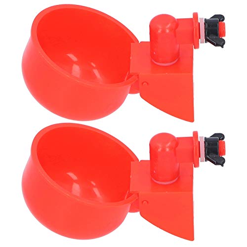 Zerodis Poultry Breeding Supplies Water Cup Red Plastic Drinking Bowl with Leak Proof Design for Poultry Bird 2pcs Automatic Chicken