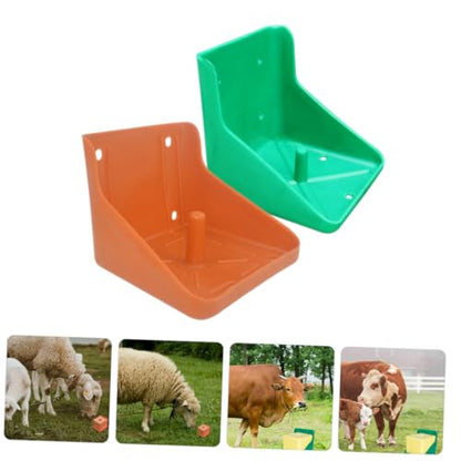 Happyyami 2pcs Salt Block Feeder Holder for Livestock Farm Salt Fodder Feeder Lid for Horse Goat Sheep