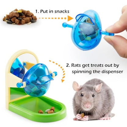 Rat Enrichment Foraging Toys, Interactive Puzzle Slow Feeder Treat Dispenser, Hanging Cage Accessories, Easy-Clean Rodent Toys for Rat Mice, Bird Foraging Toy for Parakeet Conure (1Pcs)