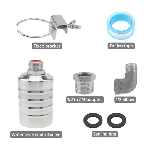2pcs 1/2 inch Water Float Valve, 304 Stainless Steel Automatic Water Level Control Float Valve 1/2in to 3/4in Auto Shut Off for Fish Tank Swimming Pool Livestock Trough - style: Style 2