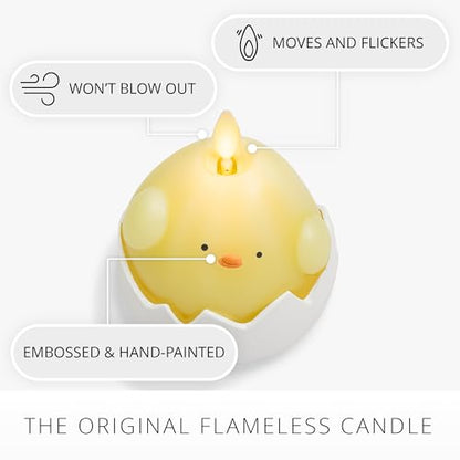 Luminara Hatching Easter Chick Candle - 3.3" x 4.3" - Flameless Real-Flame Holiday-Inspired Decor - AA Batteries - Flickering LED Flame - color: Yellow
