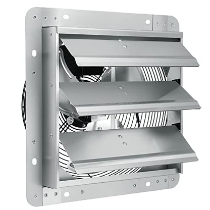 VEVOR 12'' Shutter Exhaust Fan, High-speed 1000 CFM, Aluminum Wall Mount Attic Fan with AC-motor, Ventilation and Cooling for Greenhouses, Garages, Sheds, Shops, FCC - size: 12 Inch