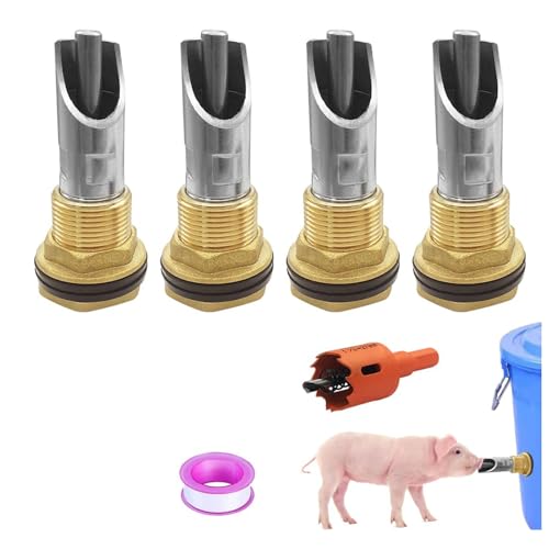 Stainless Steel Automatic Pig Nipple Drinkers for Barrel Kit Water Tank Connector Set for Hogs Goats Swine and Piglets Brass 4pcs - color: Brass, size: 4pcs