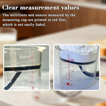 4-in-1 Adjustable Measuring Cup, Multi Measurings Cube Cups for Cooking and Baking with Oz/Ml Dual Markings, Scraper-Style Seal Base, Space-Saving Easy to Clean